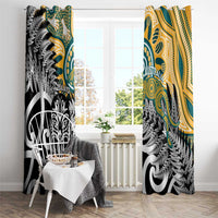 New Zealand Australia Rugby Window Curtain Wallabies Aboriginal All Black Maori Tiki Together LT14 - Polynesian Pride