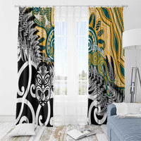 New Zealand Australia Rugby Window Curtain Wallabies Aboriginal All Black Maori Tiki Together LT14 - Polynesian Pride