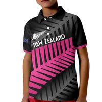 New Zealand Silver Fern Rugby Custom Kid Polo Shirt 2025 All Black Go Champions LT14 Kid Black - Polynesian Pride