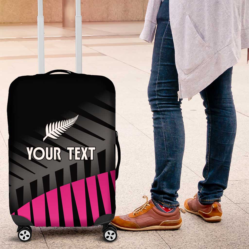 New Zealand Silver Fern Rugby Custom Luggage Cover 2025 All Black Go Champions LT14 Black - Polynesian Pride