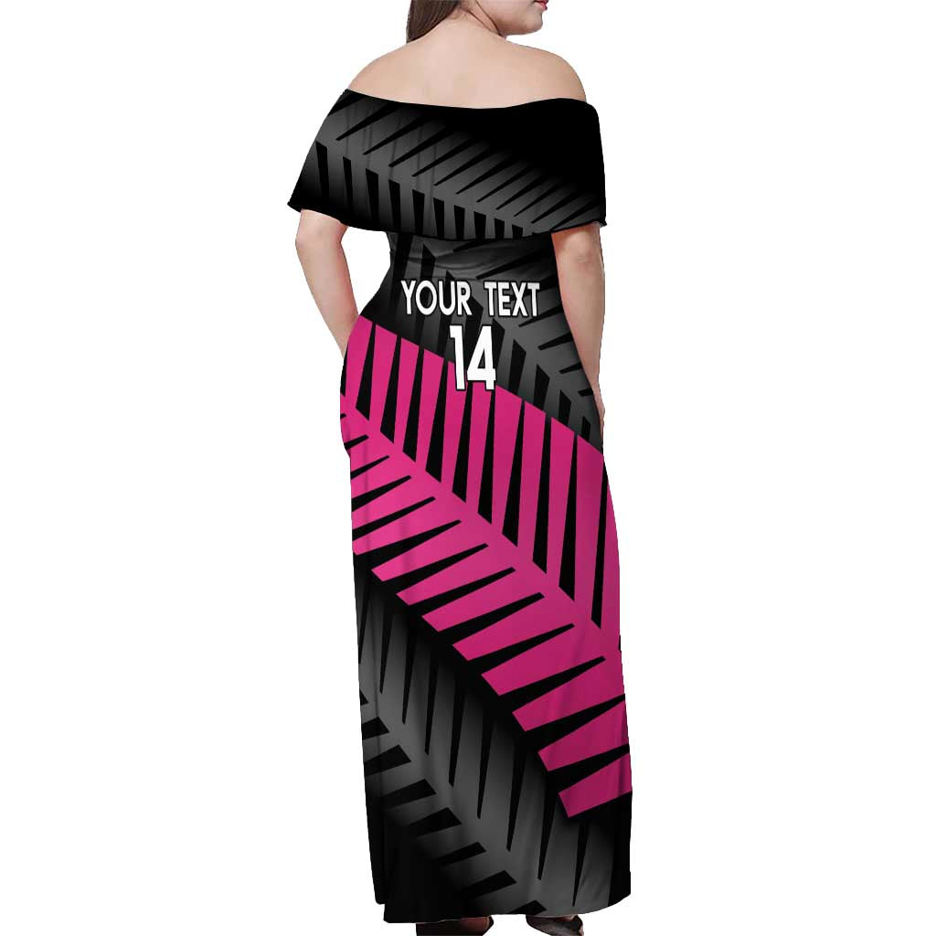 New Zealand Silver Fern Rugby Custom Off Shoulder Maxi Dress 2025 All Black Go Champions - Polynesian Pride