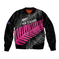 New Zealand Silver Fern Rugby Custom Sleeve Zip Bomber Jacket 2025 All Black Go Champions LT14 Unisex Black - Polynesian Pride