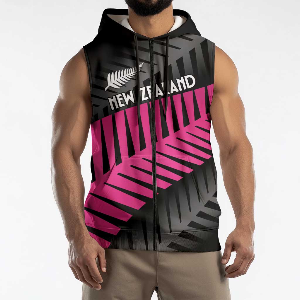 New Zealand Silver Fern Rugby Custom Sleeveless Zip Hoodie 2025 All Black Go Champions - Polynesian Pride