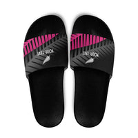 New Zealand Silver Fern Rugby Custom Slide Sandals 2025 All Black Go Champions LT14 Black - Polynesian Pride