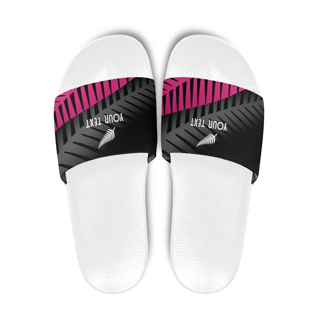 New Zealand Silver Fern Rugby Custom Slide Sandals 2025 All Black Go Champions LT14 Black - Polynesian Pride