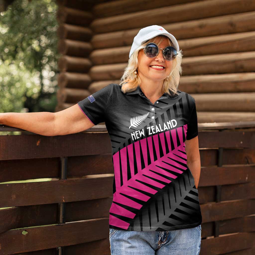 New Zealand Silver Fern Rugby Custom Women Polo Shirt 2025 All Black Go Champions LT14 - Polynesian Pride