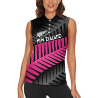 New Zealand Silver Fern Rugby Custom Women Sleeveless Polo Shirt 2025 All Black Go Champions LT14 - Polynesian Pride