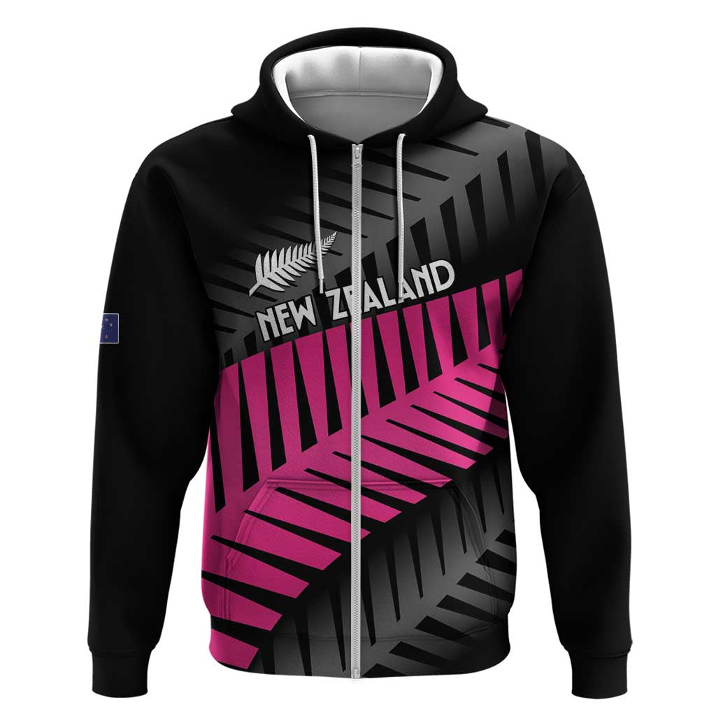 New Zealand Silver Fern Rugby Custom Zip Hoodie 2025 All Black Go Champions - Polynesian Pride