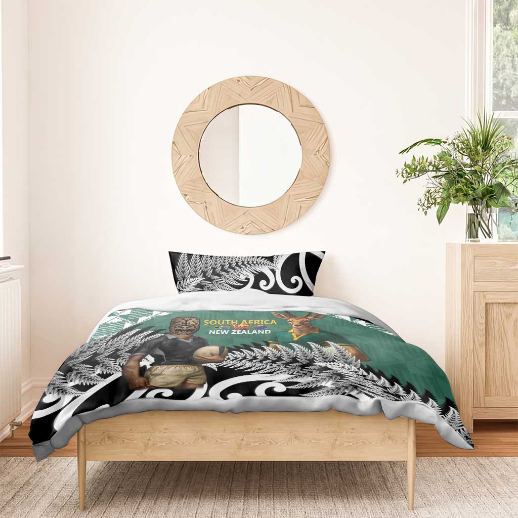 New Zealand South Africa Rugby Bedding Set Springboks Kente All Black Maori Together - Polynesian Pride