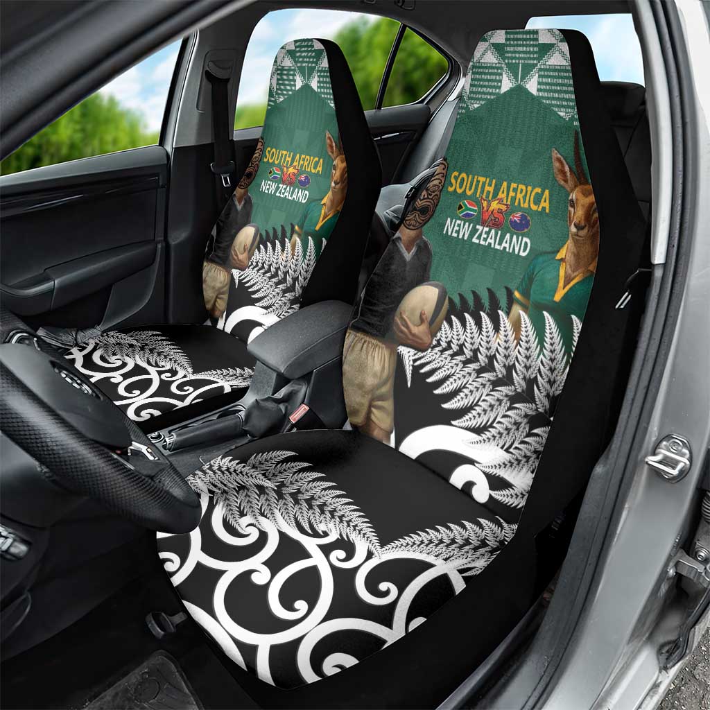 New Zealand South Africa Rugby Car Seat Cover Springboks Kente All Black Maori Together - Polynesian Pride