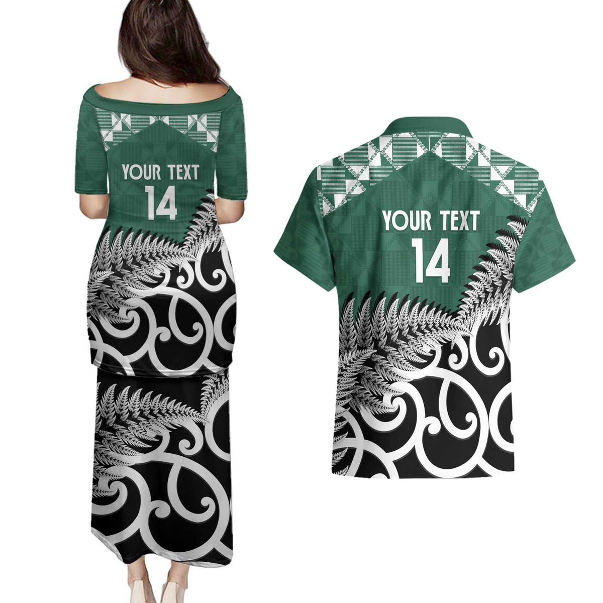 New Zealand South Africa Rugby Custom Couples Matching Puletasi and Hawaiian Shirt Springboks Kente All Black Maori Together - Polynesian Pride