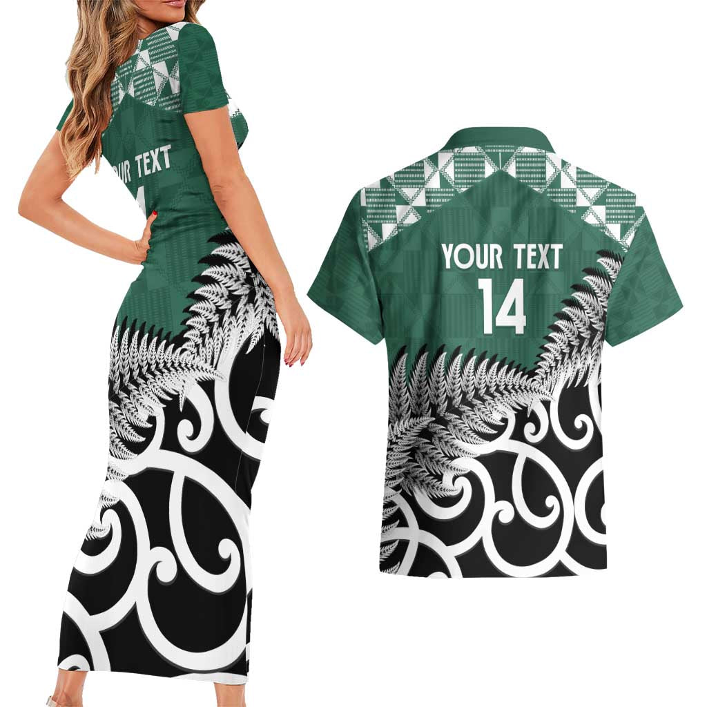 New Zealand South Africa Rugby Custom Couples Matching Short Sleeve Bodycon Dress and Hawaiian Shirt Springboks Kente All Black Maori Together - Polynesian Pride