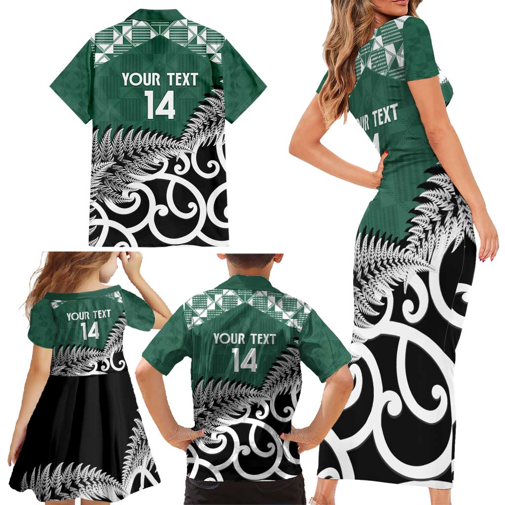 New Zealand South Africa Rugby Custom Family Matching Short Sleeve Bodycon Dress and Hawaiian Shirt Springboks Kente All Black Maori Together - Polynesian Pride