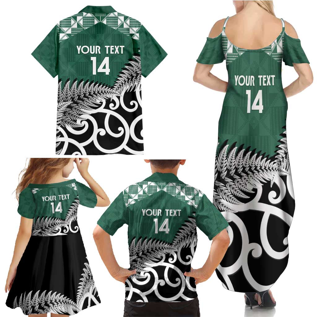 New Zealand South Africa Rugby Custom Family Matching Summer Maxi Dress and Hawaiian Shirt Springboks Kente All Black Maori Together - Polynesian Pride