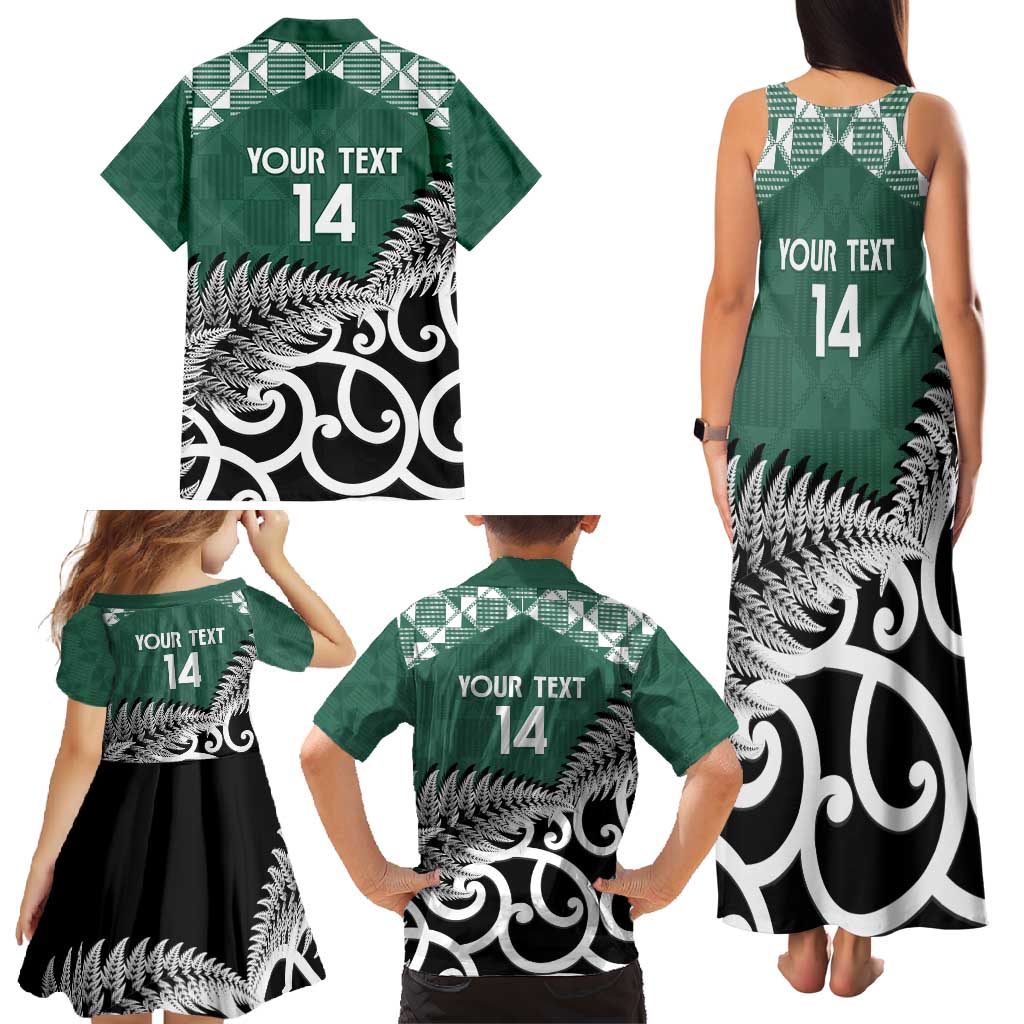New Zealand South Africa Rugby Custom Family Matching Tank Maxi Dress and Hawaiian Shirt Springboks Kente All Black Maori Together - Polynesian Pride