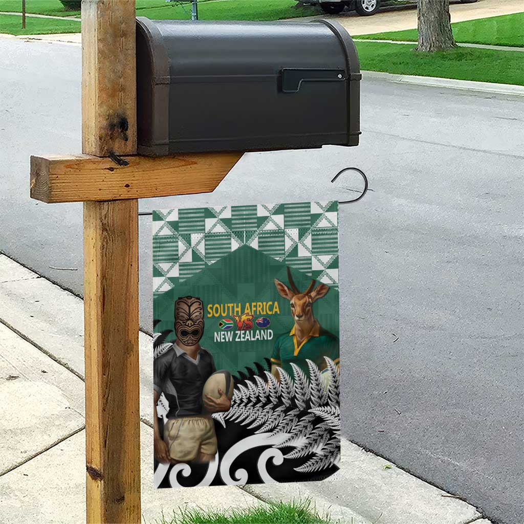 New Zealand South Africa Rugby Garden Flag Springboks Kente All Black Maori Together - Polynesian Pride