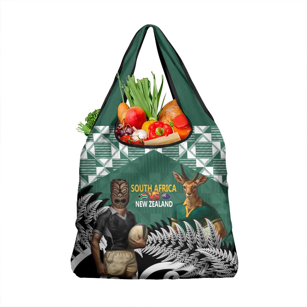 New Zealand South Africa Rugby Grocery Bag Springboks Kente All Black Maori Together - Polynesian Pride