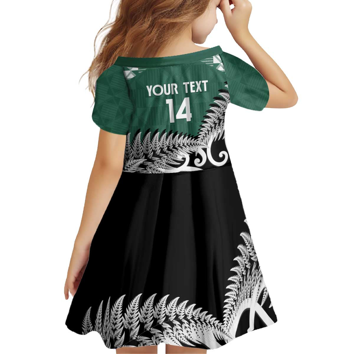 New Zealand South Africa Rugby Custom Kid Short Sleeve Dress Springboks Kente All Black Maori Together - Polynesian Pride