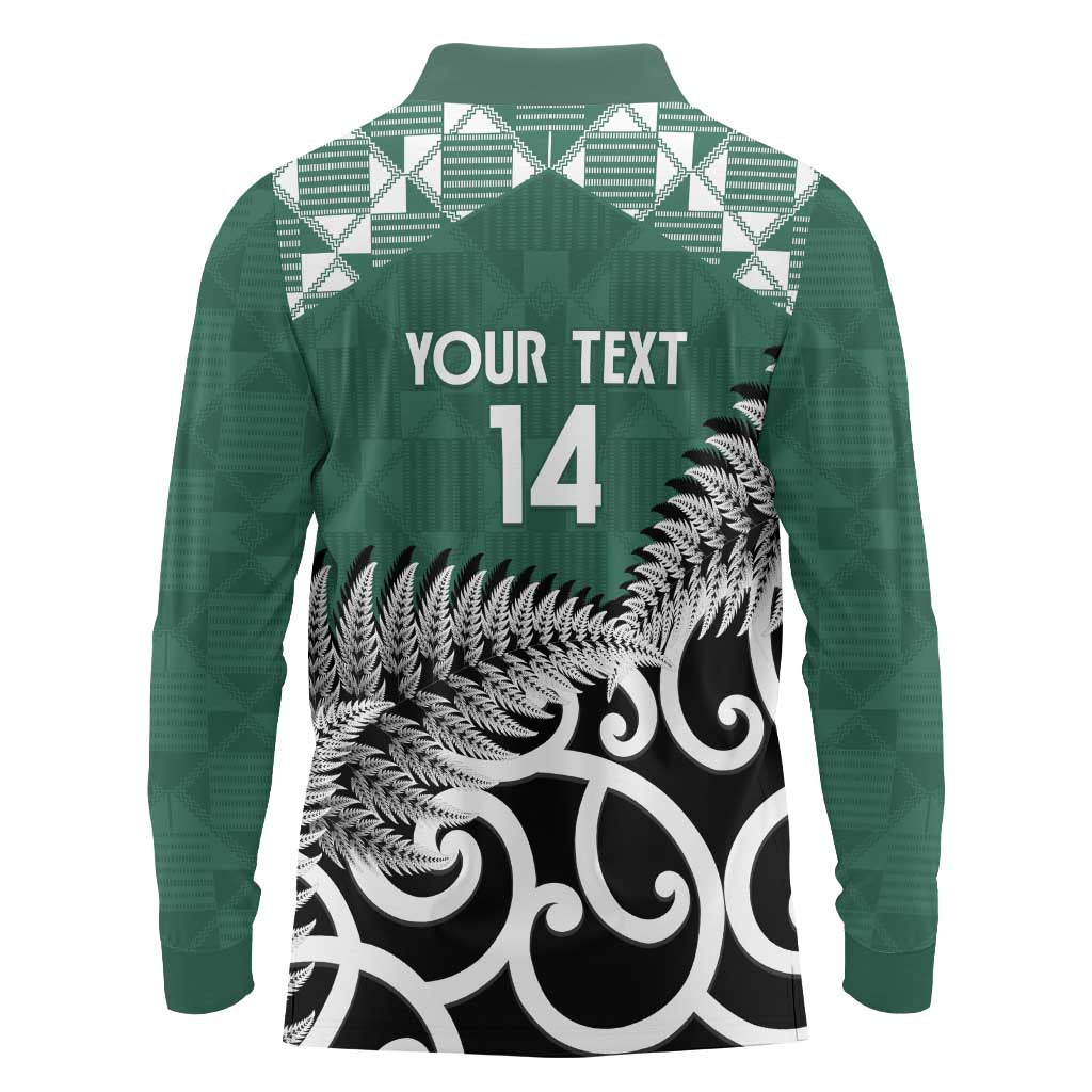 New Zealand South Africa Rugby Custom Long Sleeve Polo Shirt Springboks Kente All Black Maori Together - Polynesian Pride