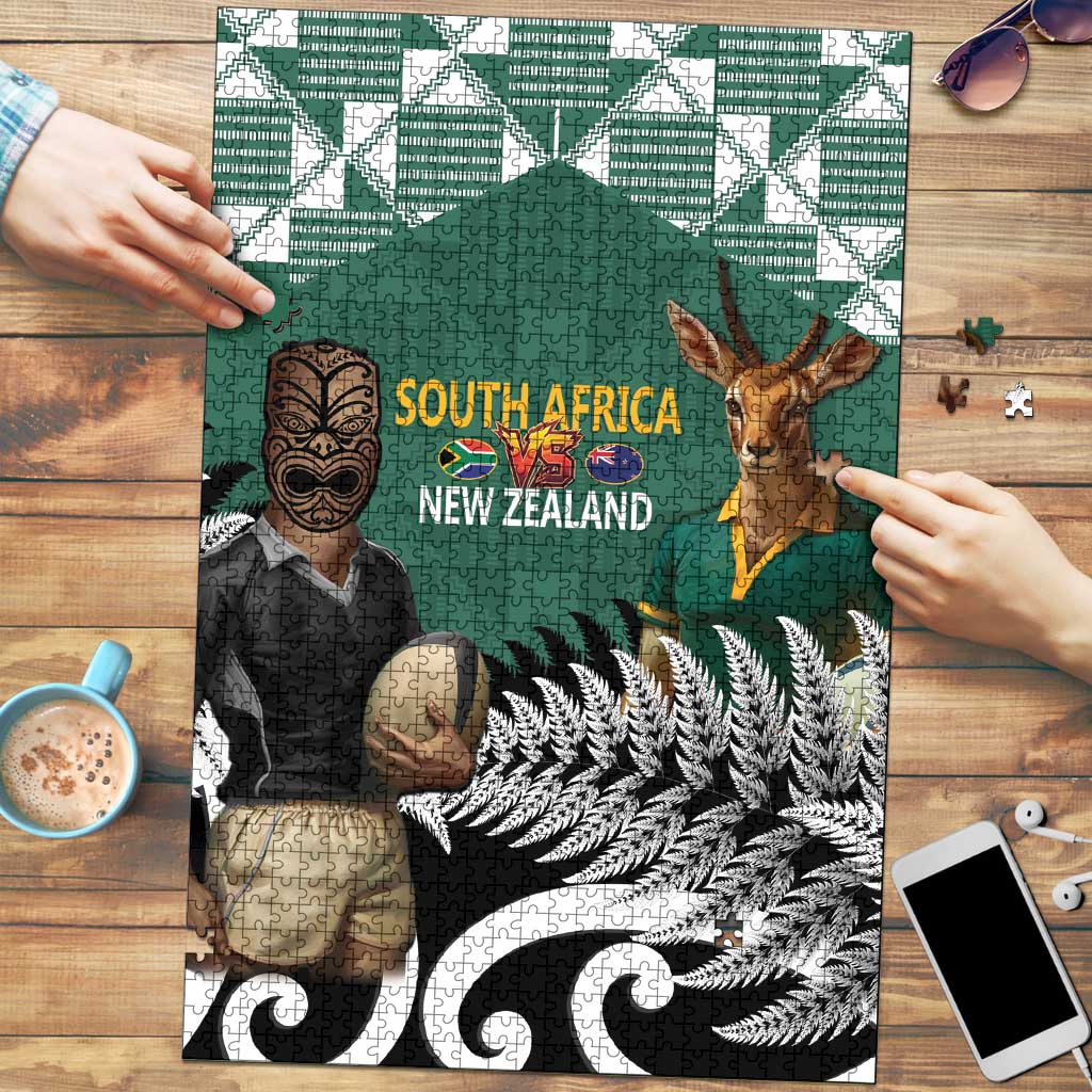New Zealand South Africa Rugby Puzzle Springboks Kente All Black Maori Together - Polynesian Pride