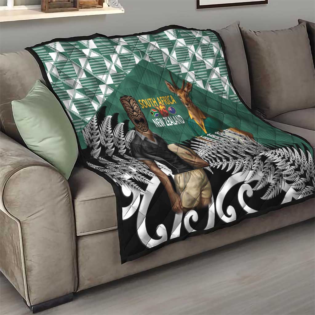 New Zealand South Africa Rugby Quilt Springboks Kente All Black Maori Together - Polynesian Pride