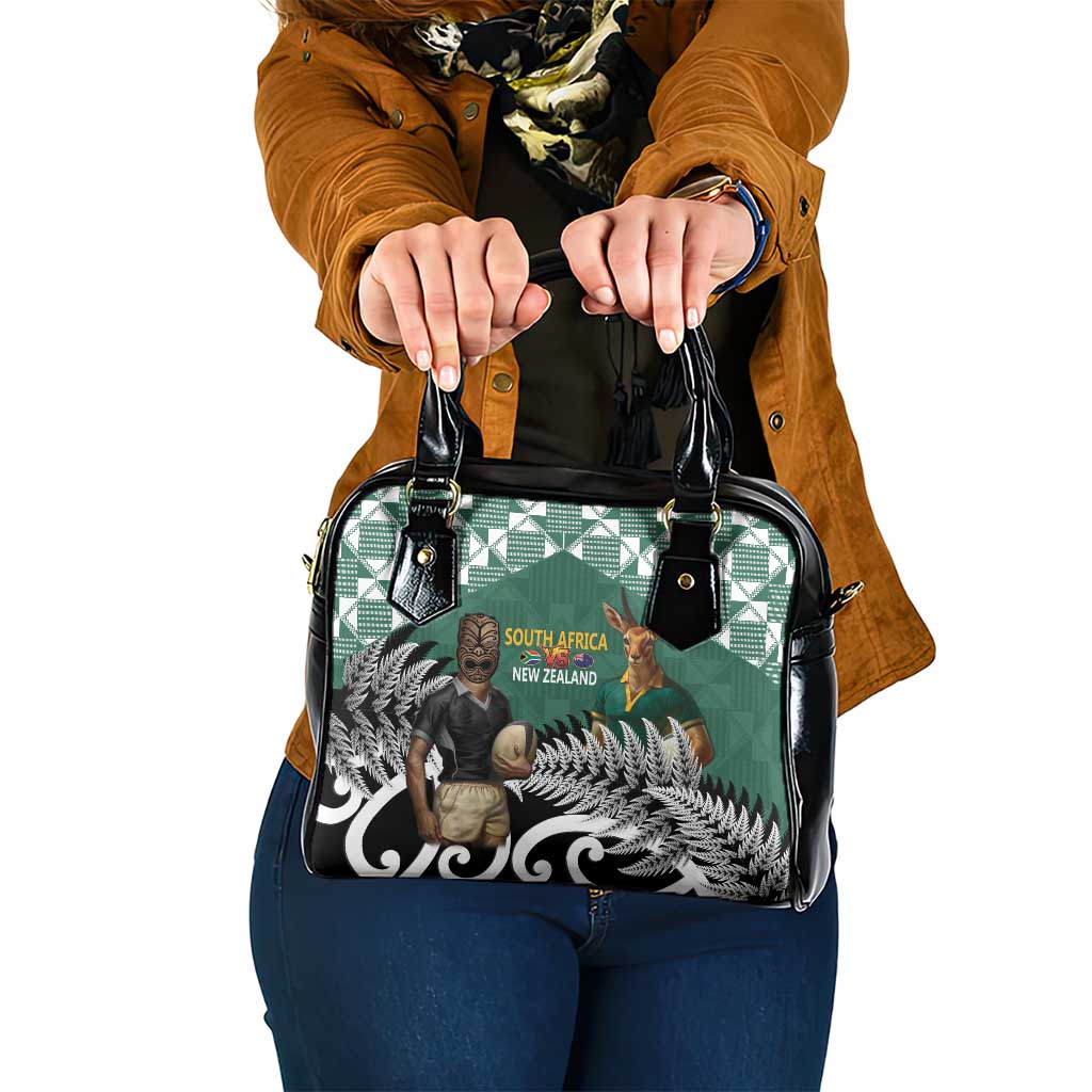 New Zealand South Africa Rugby Shoulder Handbag Springboks Kente All Black Maori Together - Polynesian Pride