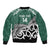 New Zealand South Africa Rugby Custom Sleeve Zip Bomber Jacket Springboks Kente All Black Maori Together - Polynesian Pride