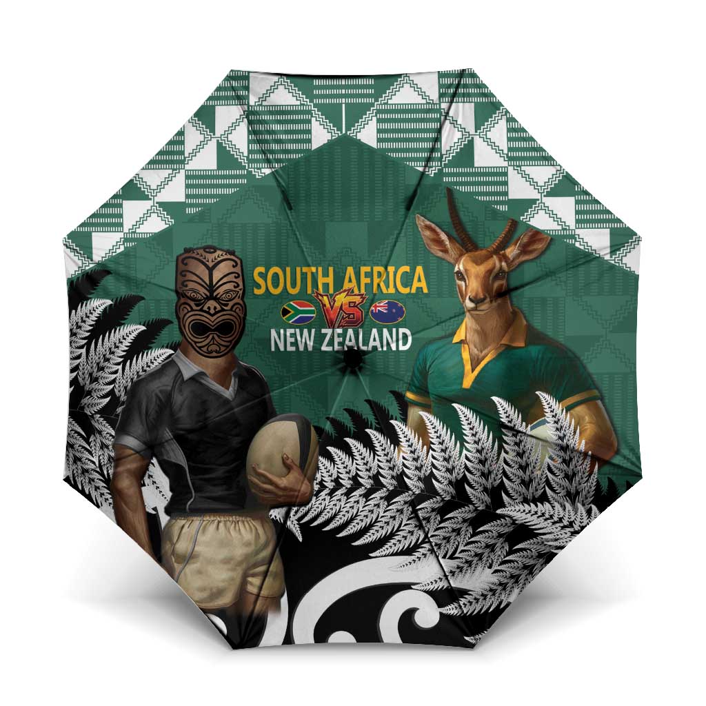 New Zealand South Africa Rugby Umbrella Springboks Kente All Black Maori Together - Polynesian Pride