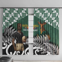 New Zealand South Africa Rugby Window Curtain Springboks Kente All Black Maori Together LT14 With Hooks Green - Polynesian Pride