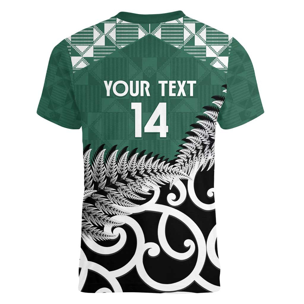 New Zealand South Africa Rugby Custom Women V-Neck T-Shirt Springboks Kente All Black Maori Together LT14 - Polynesian Pride