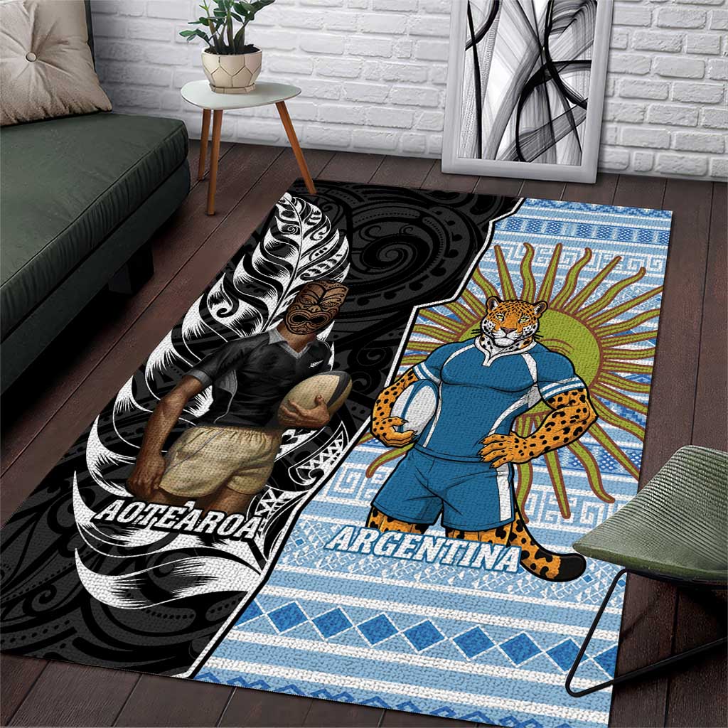 New Zealand Argentina Rugby Area Rug 2025 Los Pumas All Black Together LT14 Black - Polynesian Pride