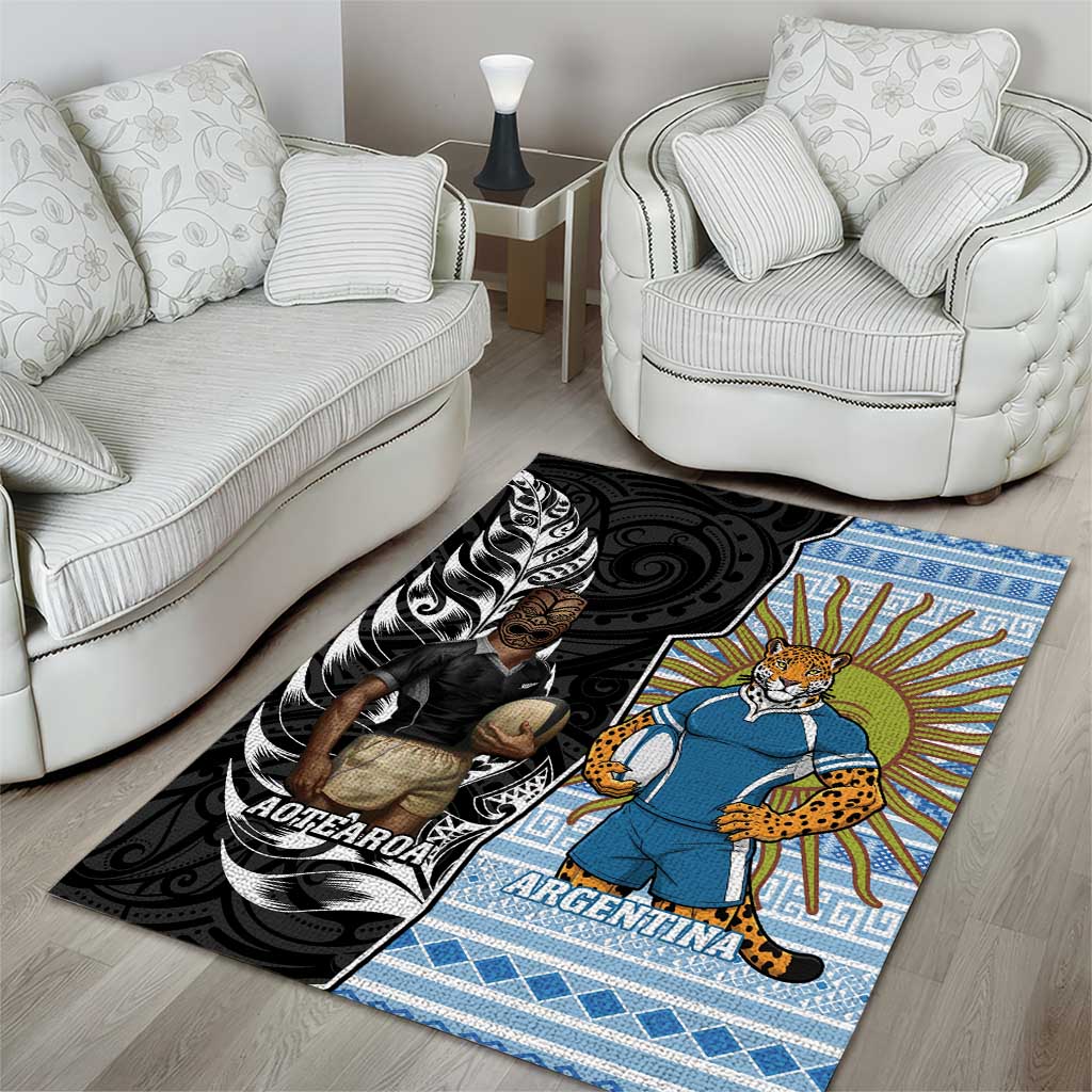 New Zealand Argentina Rugby Area Rug 2025 Los Pumas All Black Together LT14 - Polynesian Pride