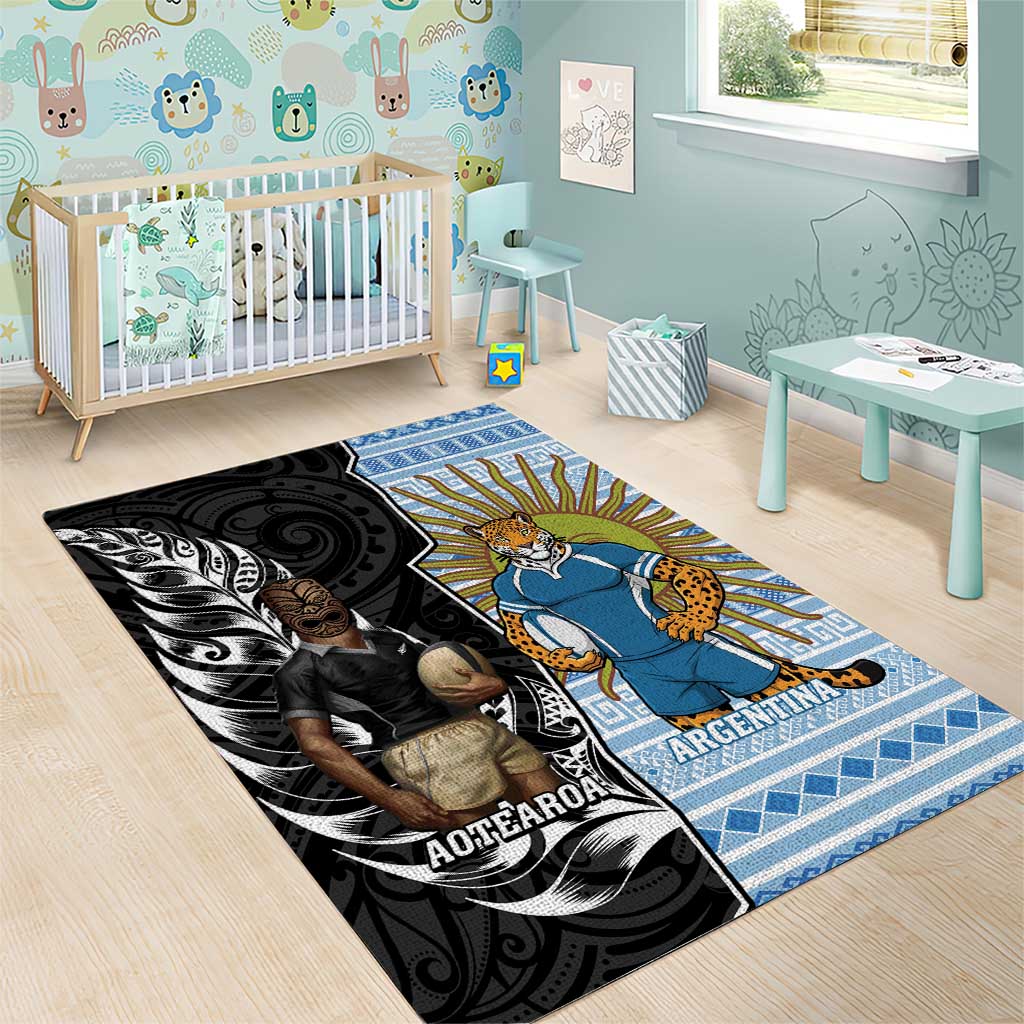 New Zealand Argentina Rugby Area Rug 2025 Los Pumas All Black Together LT14 - Polynesian Pride