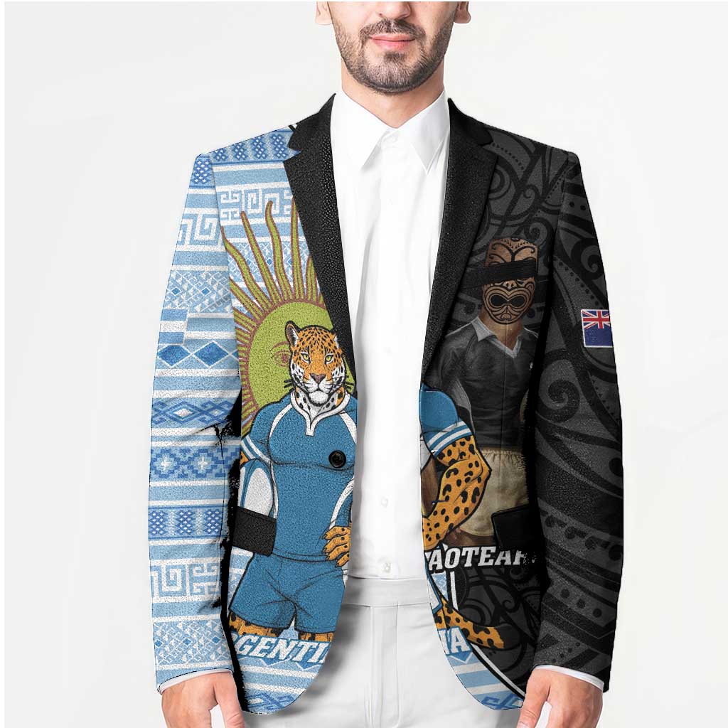 New Zealand Argentina Rugby Custom Blazer 2025 Los Pumas All Black Together LT14 - Polynesian Pride