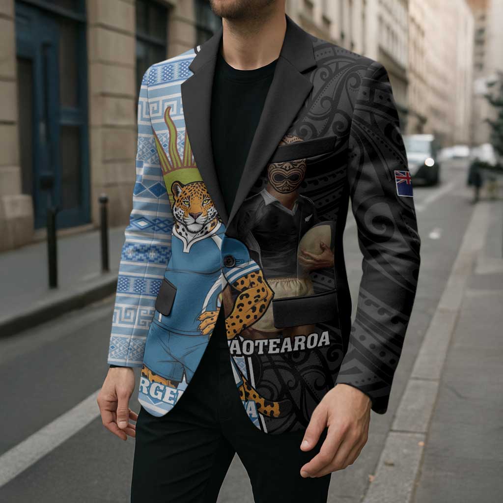 New Zealand Argentina Rugby Custom Blazer 2025 Los Pumas All Black Together LT14 - Polynesian Pride
