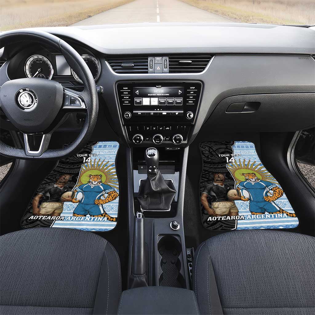 New Zealand Argentina Rugby Car Mats 2025 Los Pumas All Black Together LT14 Set 2pcs - Front Black - Polynesian Pride