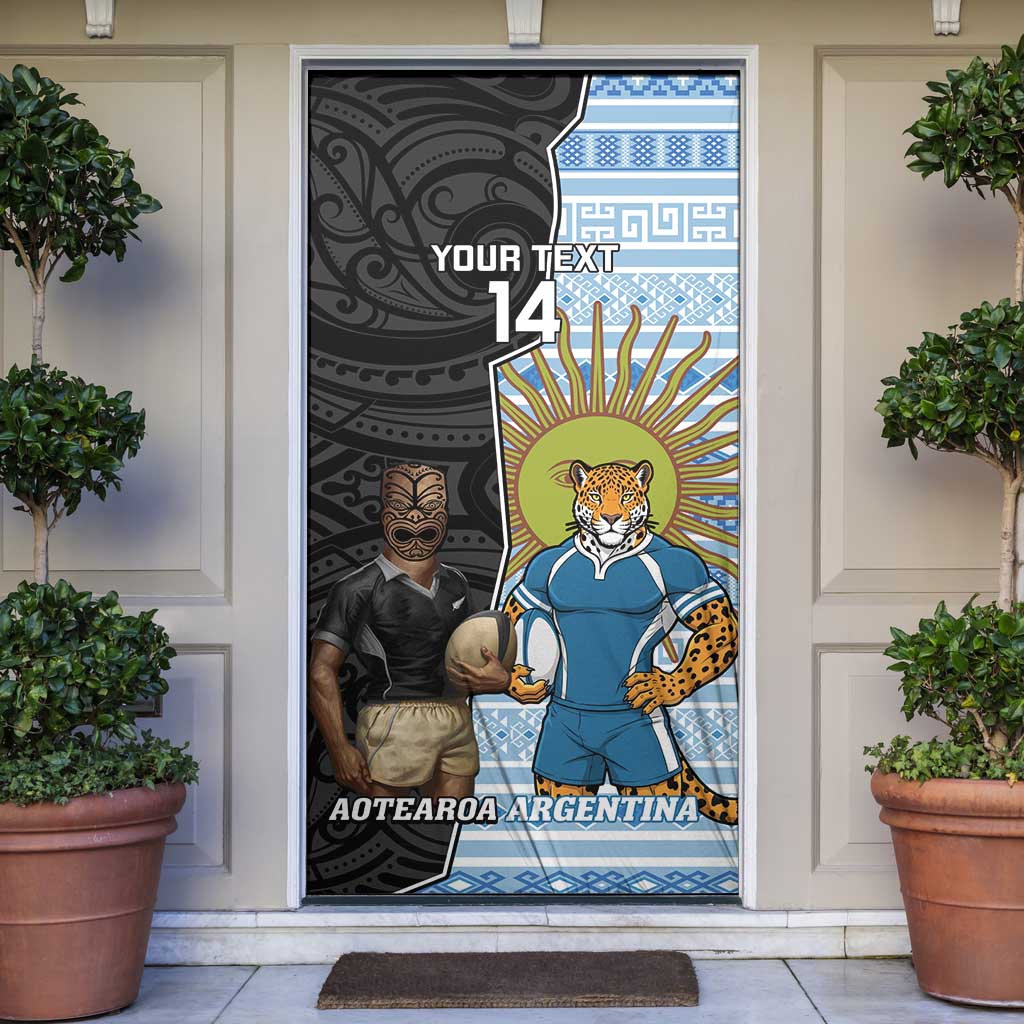 New Zealand Argentina Rugby Door Cover 2025 Los Pumas All Black Together - Polynesian Pride