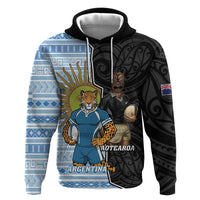 New Zealand Argentina Rugby Custom Hoodie 2025 Los Pumas All Black Together - Polynesian Pride