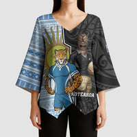 New Zealand Argentina Rugby Custom Kimono Sleeve Blouse 2025 Los Pumas All Black Together - Polynesian Pride