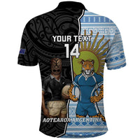 New Zealand Argentina Rugby Custom Polo Shirt 2025 Los Pumas All Black Together LT14 - Polynesian Pride