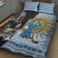 New Zealand Argentina Rugby Quilt Bed Set 2025 Los Pumas All Black Together - Polynesian Pride