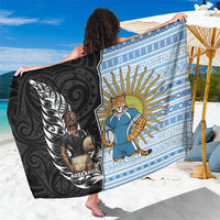 New Zealand Argentina Rugby Sarong 2025 Los Pumas All Black Together LT14 One Size 44 x 66 inches Black - Polynesian Pride