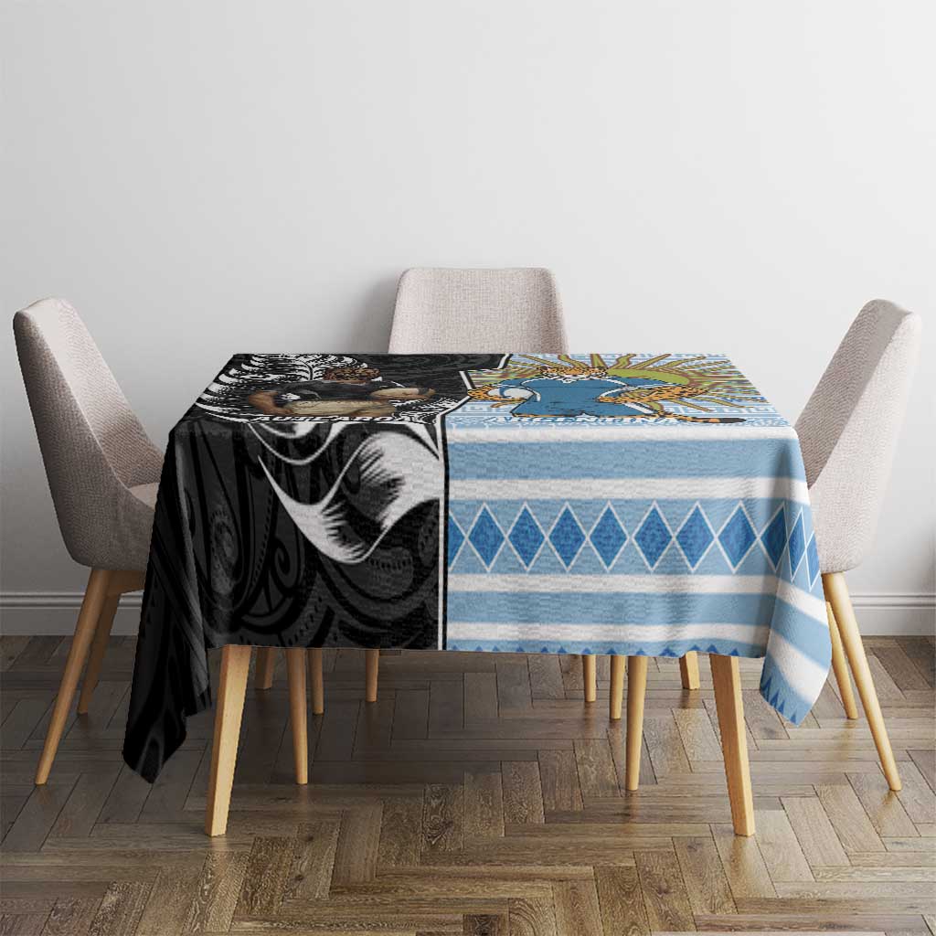 New Zealand Argentina Rugby Tablecloth 2025 Los Pumas All Black Together - Polynesian Pride