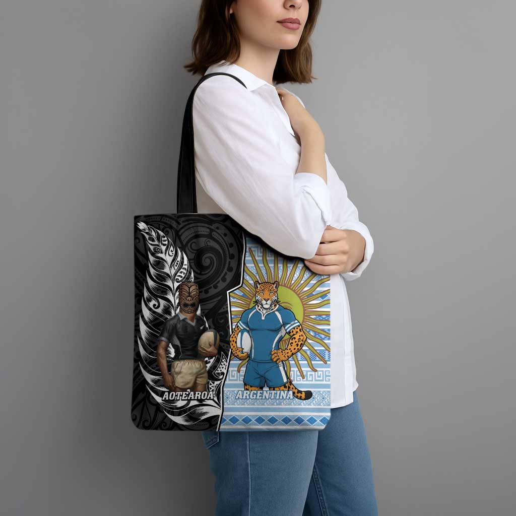 New Zealand Argentina Rugby Tote Bag 2025 Los Pumas All Black Together LT14 - Polynesian Pride