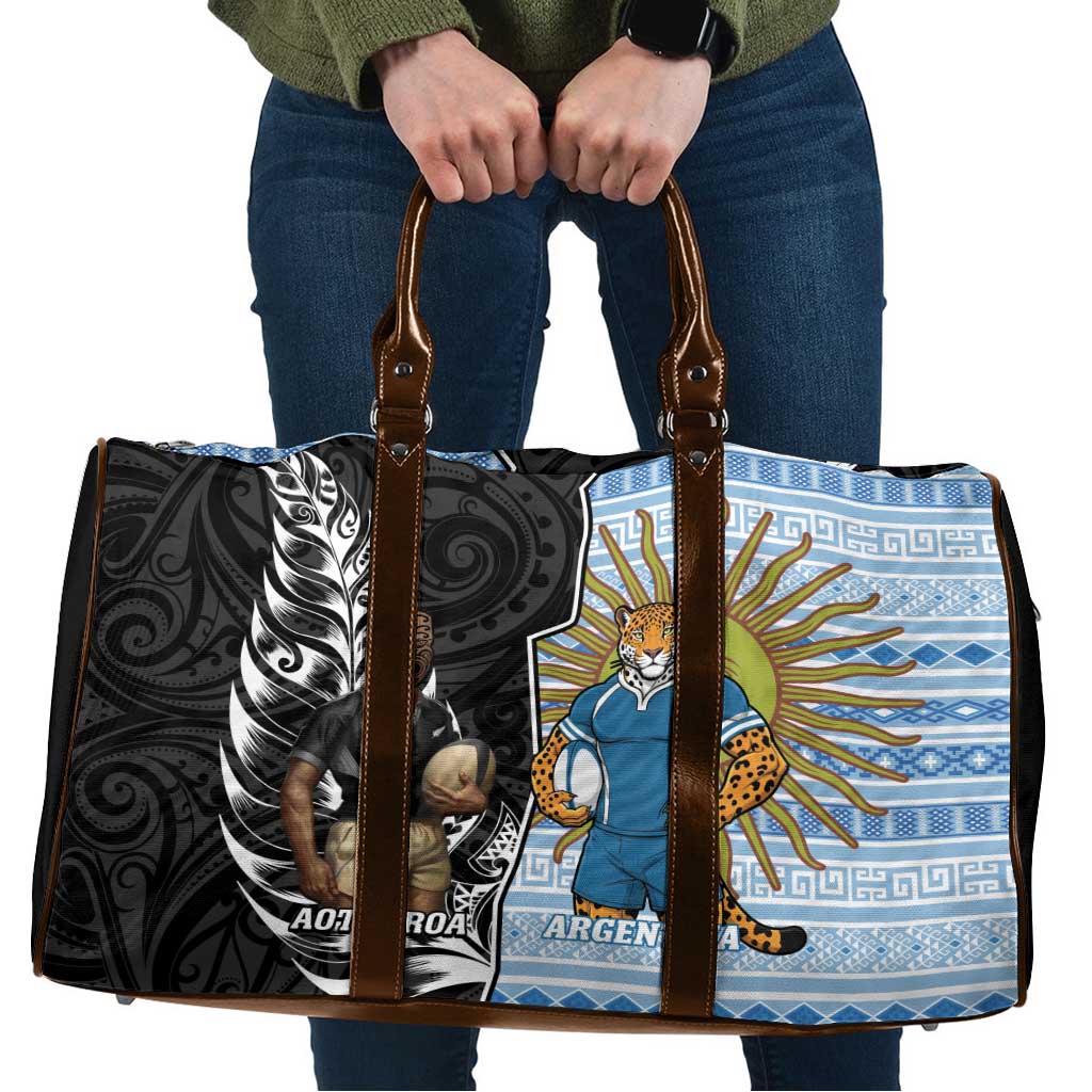 New Zealand Argentina Rugby Travel Bag 2025 Los Pumas All Black Together - Polynesian Pride