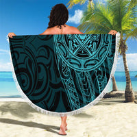 New Zealand Skull Darts Beach Blanket Aotearoa Maori Chest Tattoo Stylized Teal - Polynesian Pride