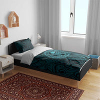 New Zealand Skull Darts Bedding Set Aotearoa Maori Chest Tattoo Stylized Teal - Polynesian Pride