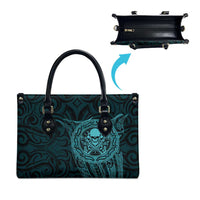 New Zealand Skull Darts Leather Bag Aotearoa Maori Chest Tattoo Stylized Teal - Polynesian Pride