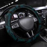 New Zealand Skull Darts Steering Wheel Cover Aotearoa Maori Chest Tattoo Stylized Teal - Polynesian Pride