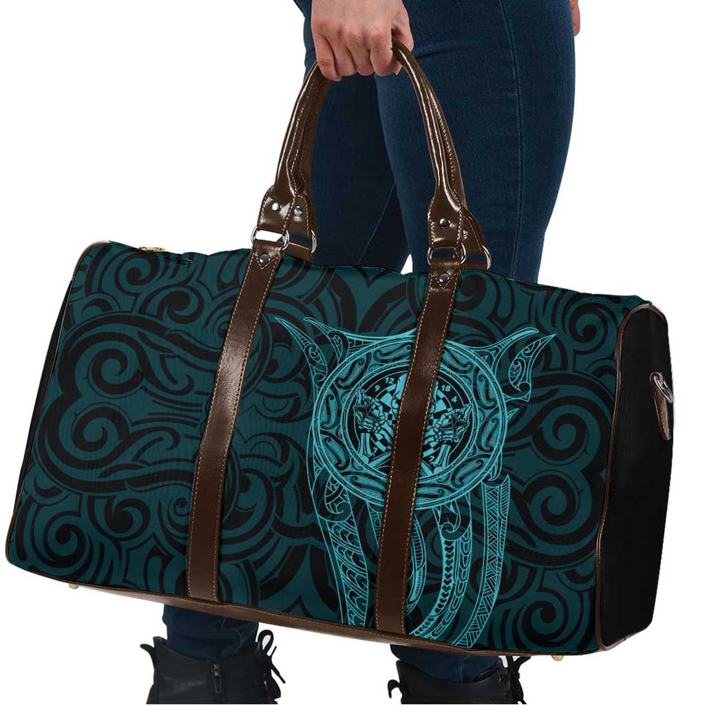 New Zealand Skull Darts Travel Bag Aotearoa Maori Chest Tattoo Stylized Teal - Polynesian Pride
